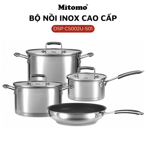 Bộ nồi chảo inox cao cấp Mitomo DSP CS002U-S02U