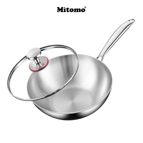 Chảo Inox Sâu Lòng Cao Cấp Mitomo  – Inox 316 Nguyên Khối – Chống Dính Tự Nhiên