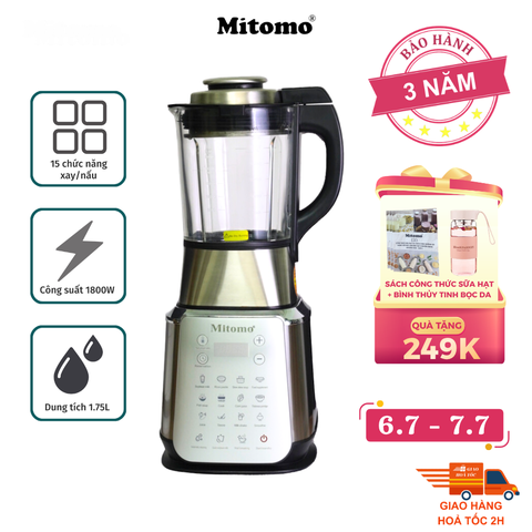 Máy Làm Sữa Hạt Và Xay Nấu Đa Năng Mitomo MSH-539V1, Công Suất 1800W, Bền Bỉ