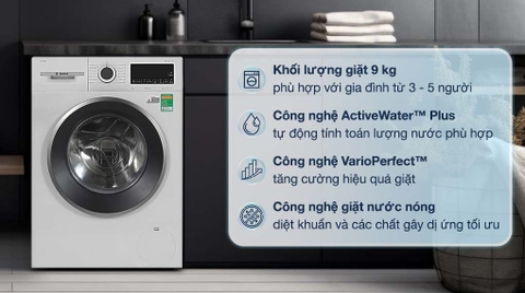 Máy giặt quần áo 9kg BOSCH WGG244A0SG