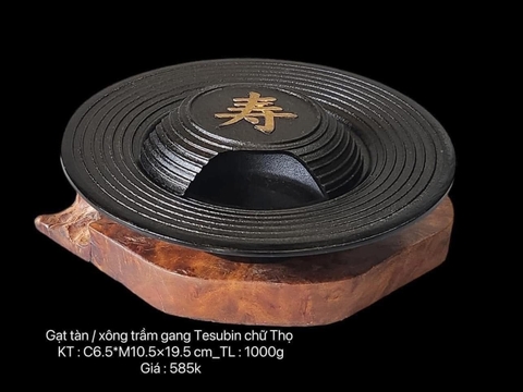 Gạt tàn/Xông trầm gang Tesubin chữ Thọ