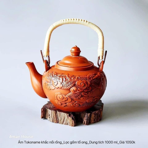 Ấm Tokoname khắc nỗi rồng