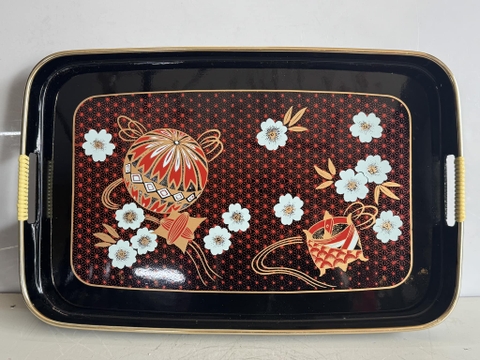 Khay mika sơn mài ngũ sắc đỏ