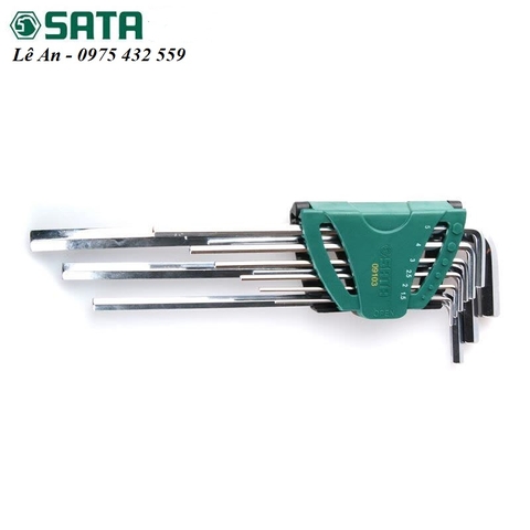 Bộ lục giác đầu bằng loại dài 9 chi tiết  SATA 09103