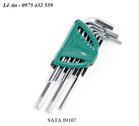 Bộ lục giác đầu bằng loại dài 9 chi tiết SATA 09107