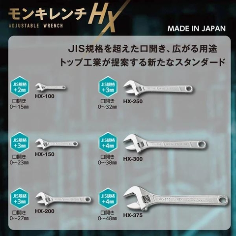 Mỏ lết thường miệng rộng TOP KOGYO HX-200 (Japan)