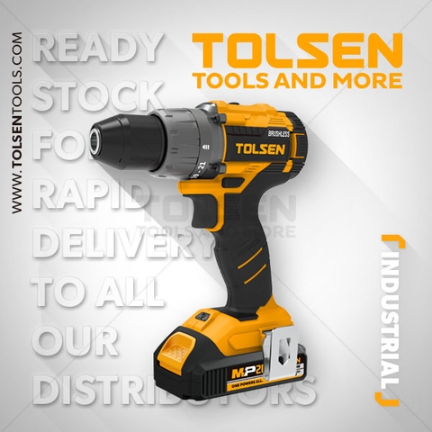 MÁY KHOAN PIN 20V 13MM (ĐỘNG CƠ KHÔNG CHỔI THAN) TOLSEN 87252