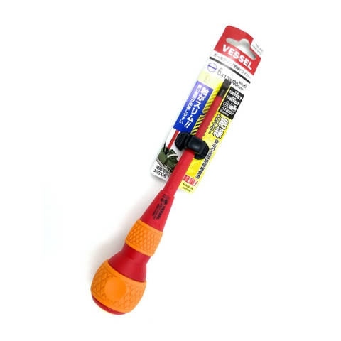 Tô vít 2 cạnh cán tròn cách điện 1000V VESSEL 200-6x1.0x100