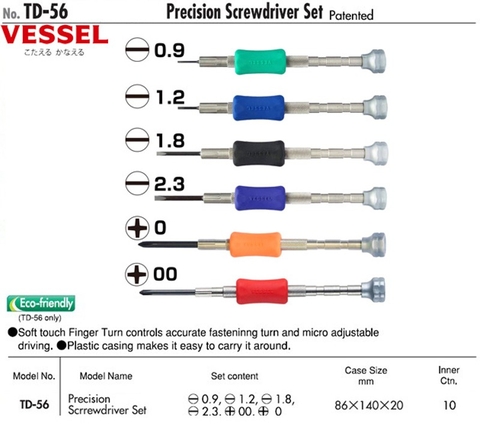Bộ tô vít điện tử chính xác 6 chi tiết Vessel TD-56 (Japan)