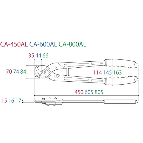Kìm cắt cáp tay cầm bằng nhôm nhẹ Tsunoda CA-600AL