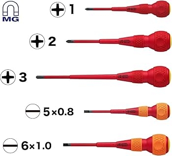 Tô vít 2 cạnh cán tròn cách điện 1000V VESSEL 200-5x0.8x75