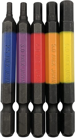 Vỉ 5 mũi vít đầu lục giác  ANEX ACHX5-65L