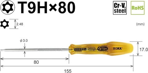 Tô vít hoa thị cán nhựa VESSEL 5400TX T9Hx80