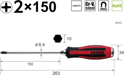 Tô vít đóng 4 cạnh VESSEL No.930+2x150