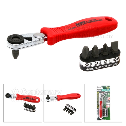 Bộ tay vặn và 5 mũi vít dùng trong góc hẹp ANEX No.525-5B
