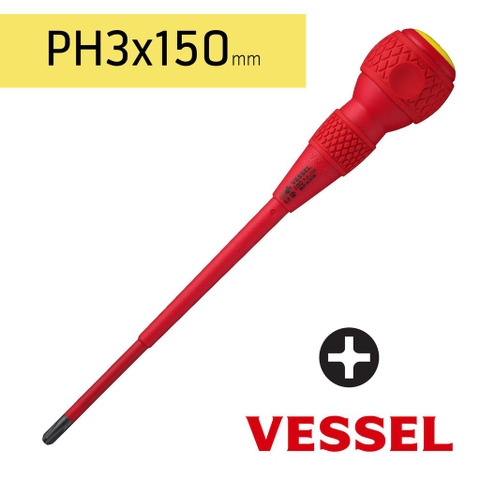 Tô vít 4 cạnh cán tròn cách điện 1000V VESSEL 200+3x150