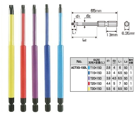 Vỉ 5 mũi vít hoa thị  ANEX ACTX5-150L