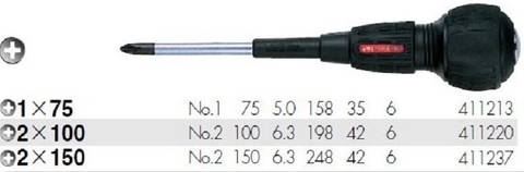 Tô vít đóng 4 cạnh ANEX No.7750+1x75