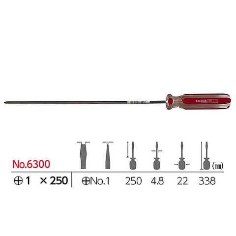 Tô vít 4 cạnh cán trong VESSEL No.6300+1x250 (loại thân dài)