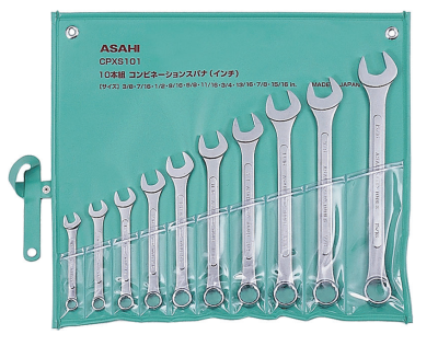 Bộ cờ lê vòng miệng hệ inch 11 chi tiết 3/8"-1"  ASAHI 1011