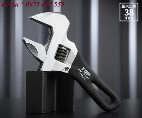 Mỏ lết thường miệng rộng mini TOP KOGYO HM-38MSBK (Japan)