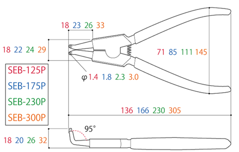 Kìm mở phe mũi cong 7 inch TSUNODA SEB-175P