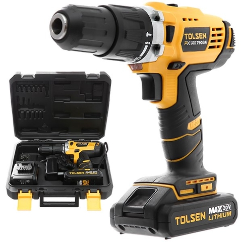 MÁY KHOAN PIN 20V ( CÔNG NGHIỆP ) CÓ BÚA(New) TOLSEN 79034