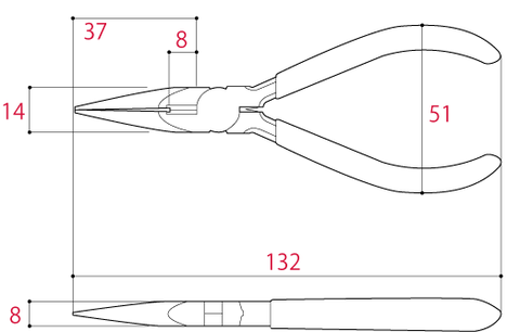 Kìm nhọn mini hàm phẳng 125mm TSUNODA MF-120