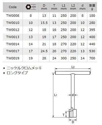 Tuýp vặn ốc chữ T 8mm  ASAHI TW0008