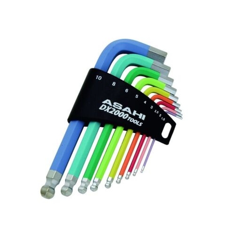 Bộ lục giác bi ngắn hệ mét 9 chi tiết, 1.5-10mm,  ASAHI AZUS910