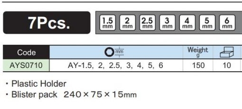 Bộ lục giác thường dài 1.5-6mm  ASAHI AYS0710