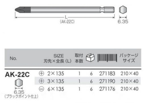 Mũi vít đóng  ANEX AK-22C+2x135