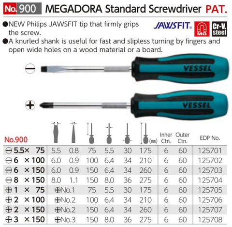Tô vít 4 cạnh VESSEL No.900+3x150