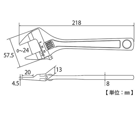 Mỏ lết thường miệng siêu mỏng TOP KOGYO HT-200B (Japan)