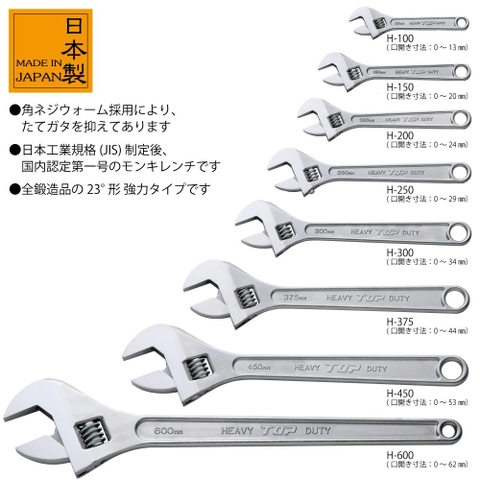 Mỏ lết thường miệng rộng TOP KOGYO HX-600 (Japan)