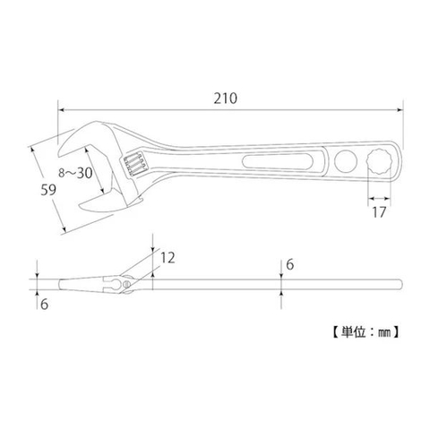 Mỏ lết miệng rộng chuôi vặn 17mm TOP KOGYO HY-30-17 (Japan)