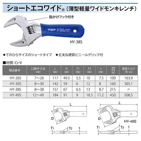 Mỏ lết mini TOP KOGYO HY-30S (Japan)