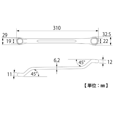 Cờ lê 2 đầu vòng TOP KOGYO TM-19x22 (Japan)
