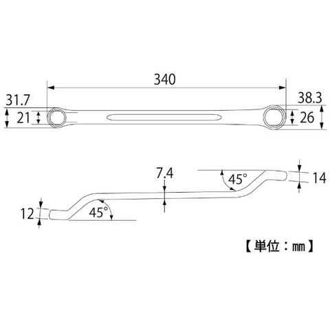 Cờ lê 2 đầu vòng TOP KOGYO TM-21x26 (Japan)