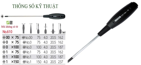 Tô vít 4 cạnh VESSEL No.610+00x75