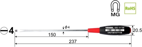 Tô vít 2 cạnh VESSEL No.610-4x150