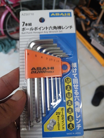 Bộ lục giác bi loại ngắn 1.5-6mm   ASAHI AZS0710