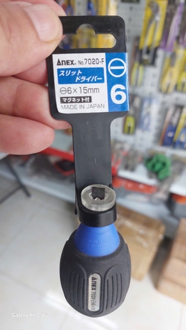 Tô vít ngắn 2 cạnh có từ tính- Loại có lỗ treo ANEX No.7020F-6x15