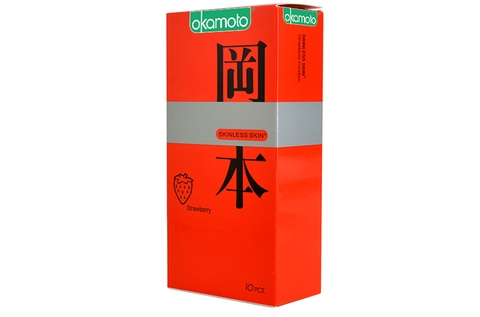 Bao cao su Okamoto Strawberry hộp 10 chiếc