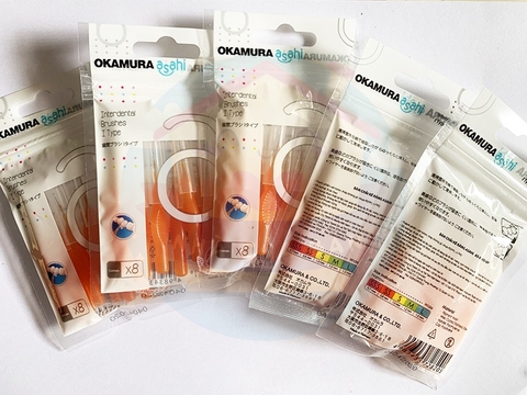 Bàn chải kẽ răng Okamura Asahi dạng chữ I bịch 8 cái