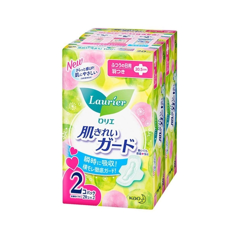 Băng vệ sinh Kao Laurie ban ngày - pack 2 gói (2 loại) (mẫu mới) (Có cánh - 20 miếng)