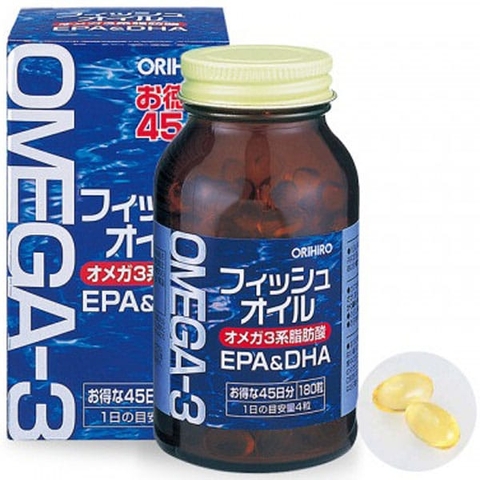 Viên uống Omega 3 Orihiro bổ sung DHA&EPA hộp 180 viên