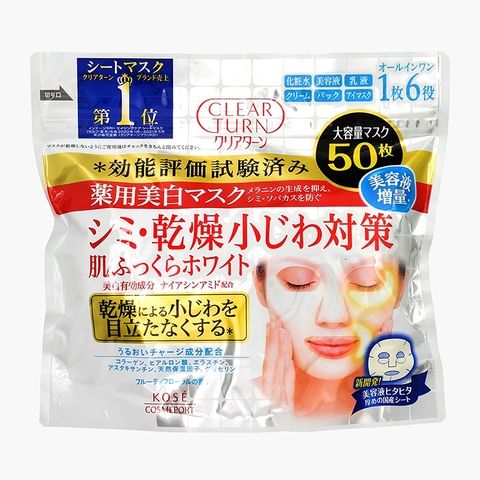 Mặt nạ Kose Clear Turn dưỡng trắng da 50 miếng
