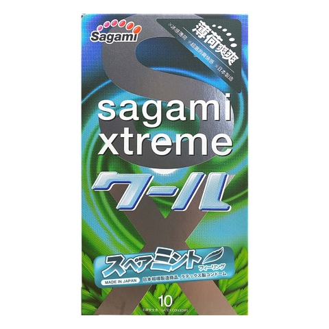 Bao cao su Sagami Xtreme Spearmint mùi hương bạc hà hộp 10 chiếc