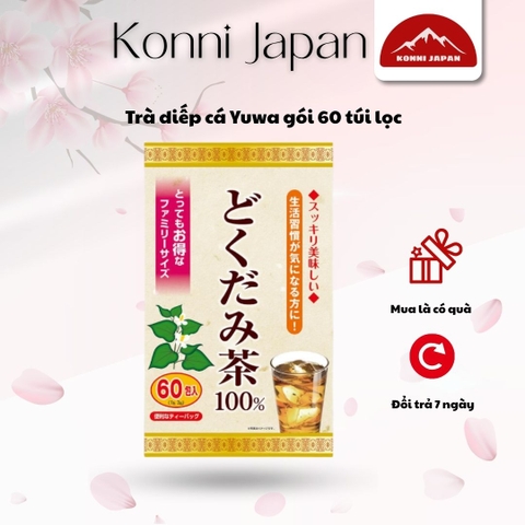 Trà diếp cá Yuwa thanh lọc cơ thể, giúp da mịn màng gói 60 túi lọc